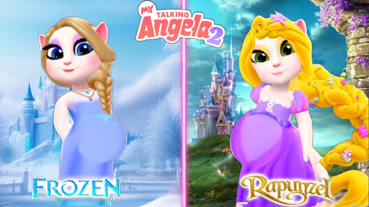 My Talking Angela’m 2😻 || Pregnant Rapunzel vS Pregnant Elsa | New update.cosplay