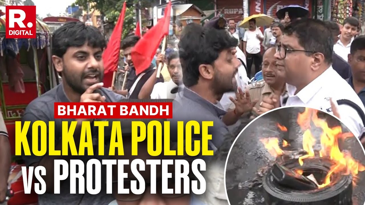 Kolkata Police Clash With AITUC Protesters In Violent Confrontation | Bharat Bandh | TMC | India