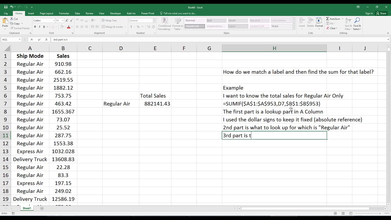 How To Match A Value And Find The Total Sum Using Sumif In Excel Hd