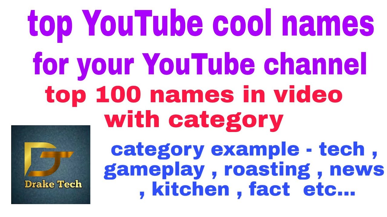 Top 100 youtube cool names || for youtube channel || names according to