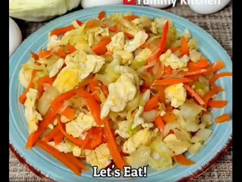 Stir fry cabbage with egg