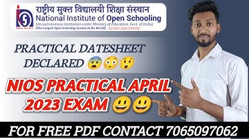 NIOS Practical Exam Datesheet declared for April 2023 || NIOS Practical Exam datesheet declared
