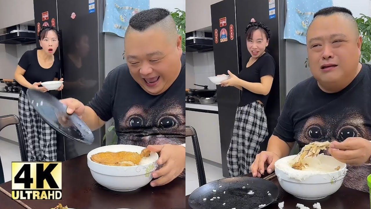 面白い夫婦の大食いショー - 壮大なグルメバトル! 🤣夫の鶏の足を盗む#asmr#美味しい食べ物