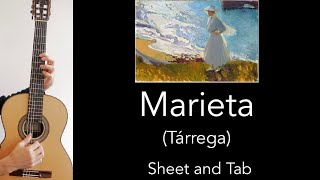 Marieta (F. Tarrega), Performance, Tutorial with Free sheet and Tab