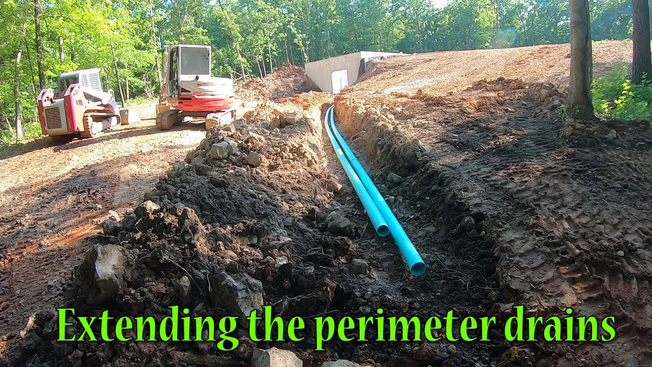 Extending The Perimeter Drains On The Basement - YouTube