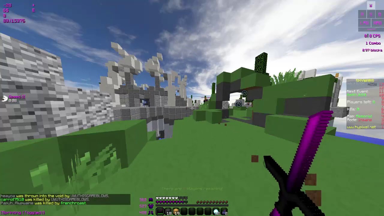 Hypixel Skywars CLIP  3-player kill chain including BHOPPER! - Minecraft Skywars.