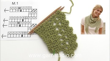 How to work after chart M.1 to the scarf in DROPS 136-2