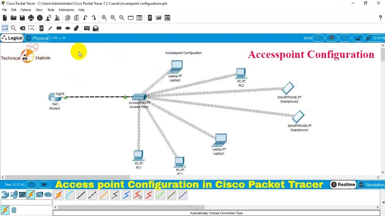 wireless access point  New  Access point Configuration in cisco packet tracer | Technical Hakim | ccna #AccesspointConfiguration