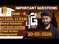 Cloud Service Management, Neural Networks and Deep Learning Important Questions CCS355 CCS336