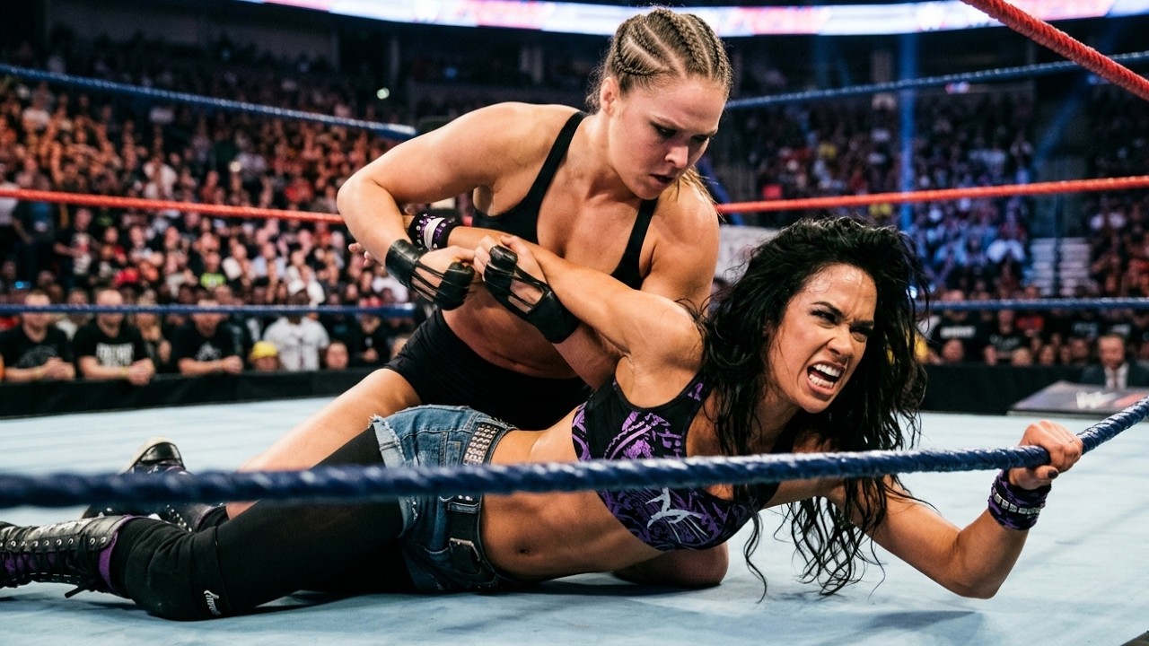 WWE 2K25 Gameplay – AJ Lee vs Ronda Rousey | Iron Man Match Goes Down ...