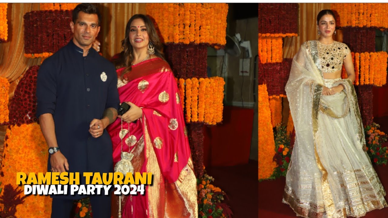 Wamiqa Gabbi and Bipasha Basu with her husband Karan Singh Grover at Ramesh Taurani Diwali Bash