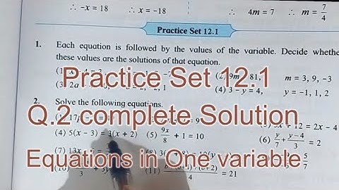 Practice Set 12.1 Q.2 Solutions | Class 8 Maths Chapter 12: Equations in One Variable