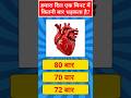 हमारा दिल एक मिनट में कितनी बार धड़कता है?🤔 | #shorts #generalknowledge #quiz #viral