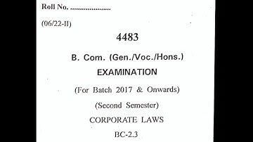 Corporate law Bcom 2nd semester 2022 under CDLU University paper solution #cdlu #pseducationclasses