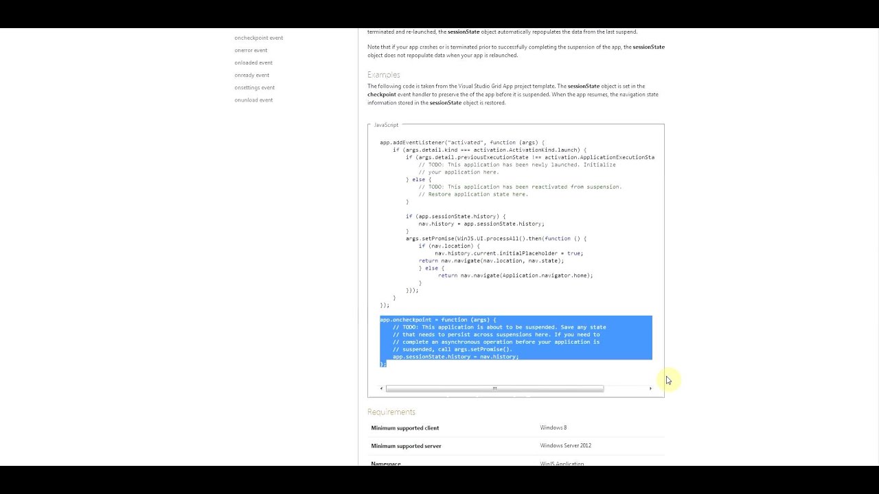 Windows 8 Development - Javascript Session Data - YouTube