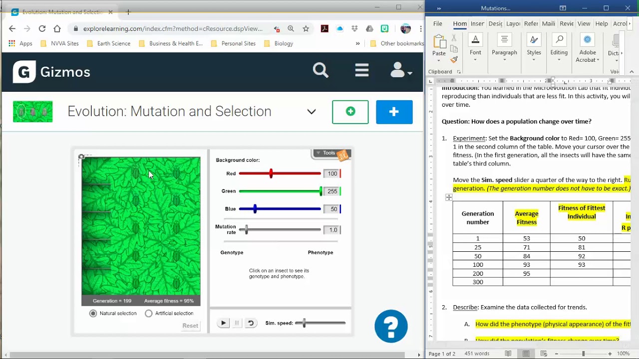 Mutations And Selection Lab Help Youtube