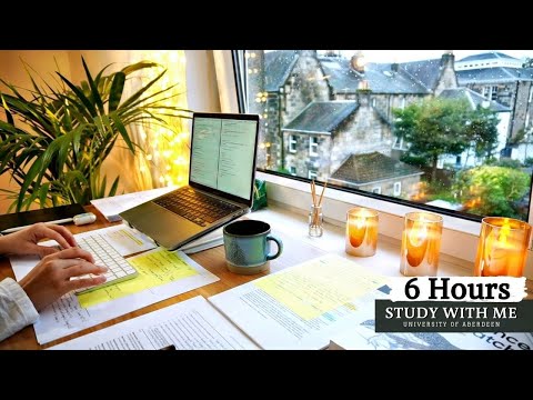 6 HOUR STUDY WITH ME  | Background noise, 10-min Break, No music, Study with Merve