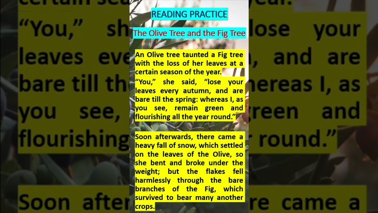 THE OLIVE TREE AND THE FIG TREE | English Reading Practice