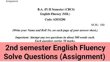 sol du B.A programme English Fluency question paper 2nd semester solved (Assignment) 2021