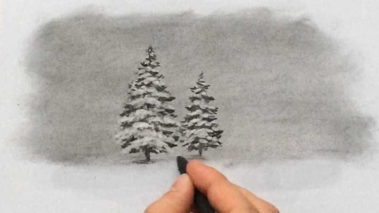 Snow Covered Trees Sketch  Png Download  Pine Trees Snow Png Transparent  Png  Transparent Png Image  PNGitem