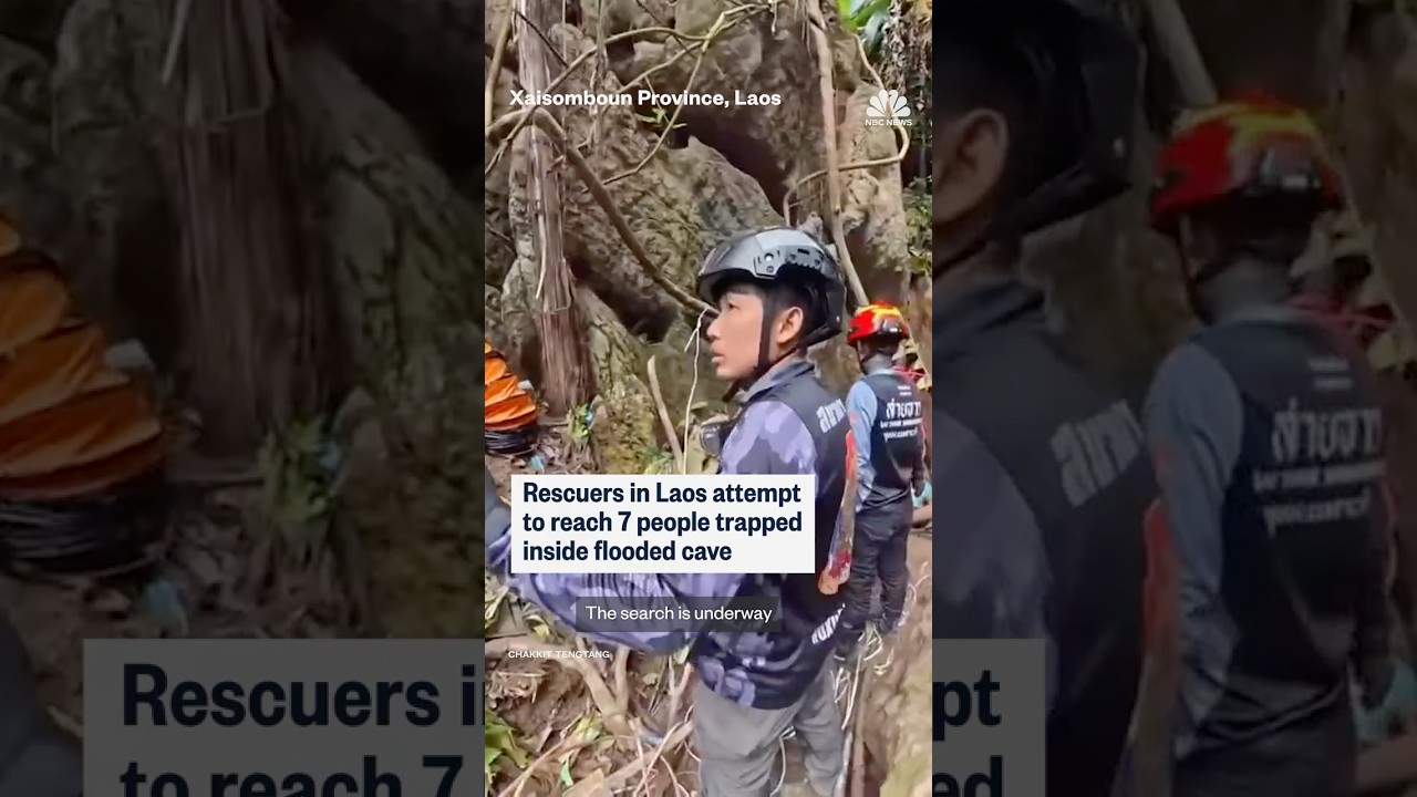 Rescuers in Laos attempt to reach 7 people trapped inside flooded cave