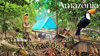  🏕 acampamento selvagem no meio da selva amazônica,  muito perigo, cobra 🐍  jacaré e outros animais 