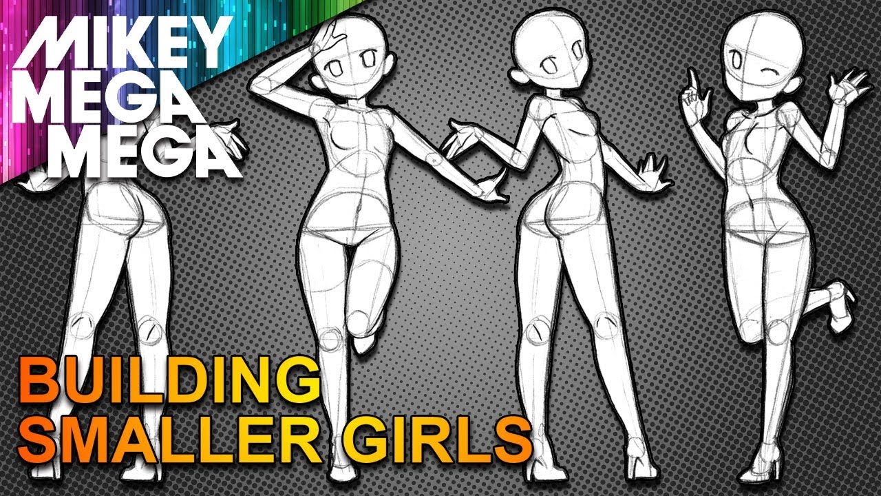 CUTE ANIME GIRL POSES FROM BASIC SHAPES (How To Draw) 