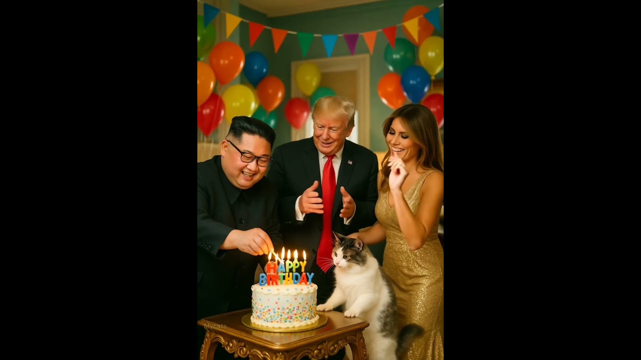 Trump Shocked at Cat's Birthday Party with Kim Jong-un! 🎂🎈😹