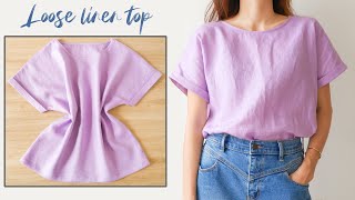 DIY Boxy Linen Top | How To Make A Loose Linen Top | Sewing clothes