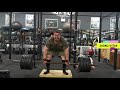 Axle Bar 2 inch Deficit Deadlift - 280kg/617lb plus assistance. Full workout with commentary