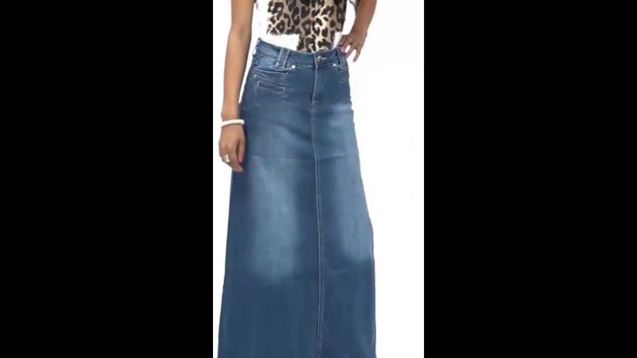 long denim maxi skirt