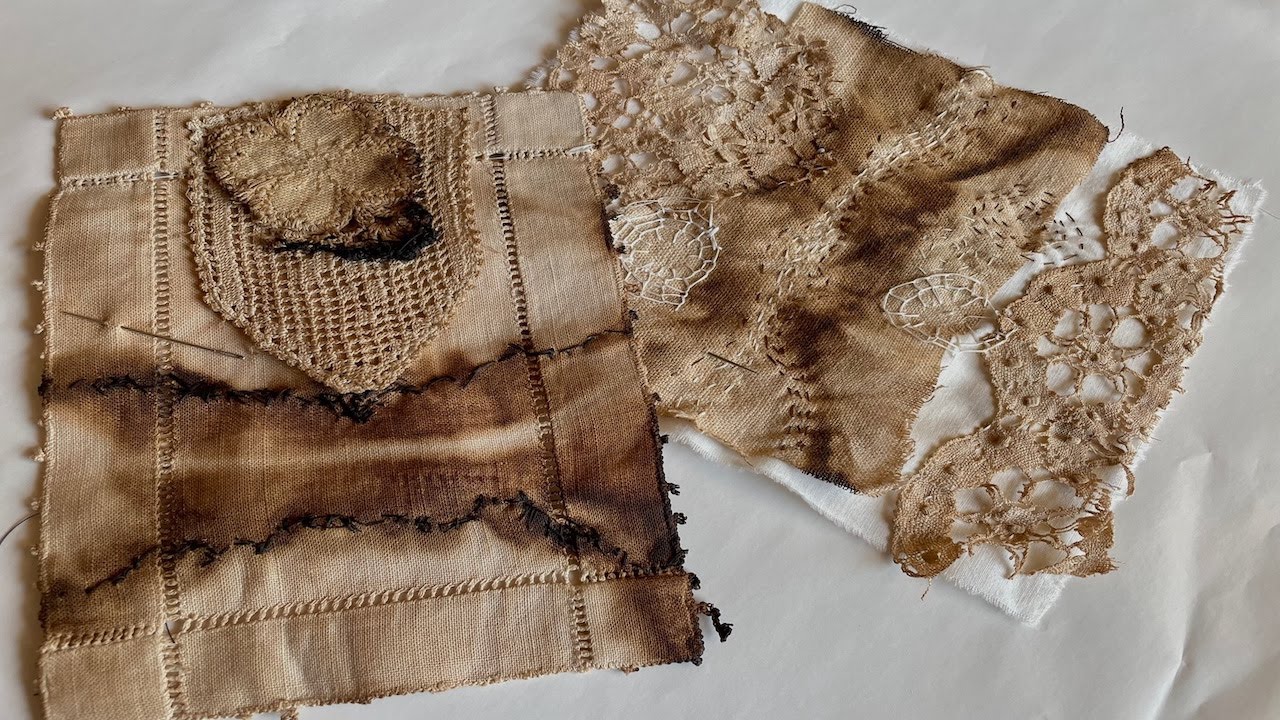 Black Tea Dye On Polyester Lace and Fabric - Sew Historically