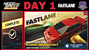 NFS NO LIMITS | DAY 1 - WINNING + TIPS - MITSUBISHI LANCER EVOLUTION VI | FASTLANE EVENT