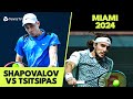 Denis shapovalov vs stefanos tsitsipas match highlights  miami 2024