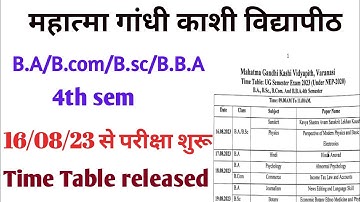BREAKING NEWS || MGKVP || B.A/B.com/B.sc/B.B.A 4th semester || Time Table released || 2023
