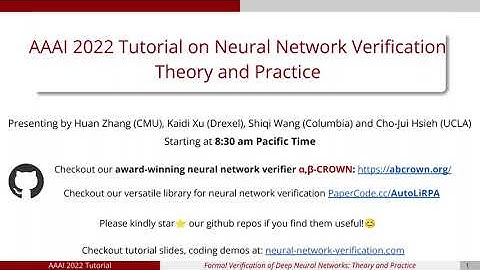 AAAI 2022 Tutorial: "Formal Verification of Deep Neural Networks: Theory and Practice"