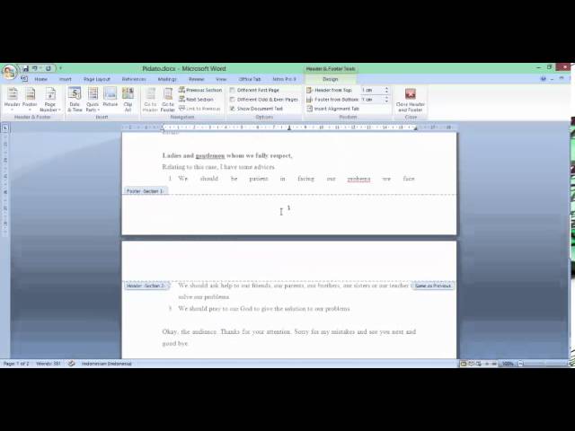 Cara Letak Nombor Muka Surat Di Word