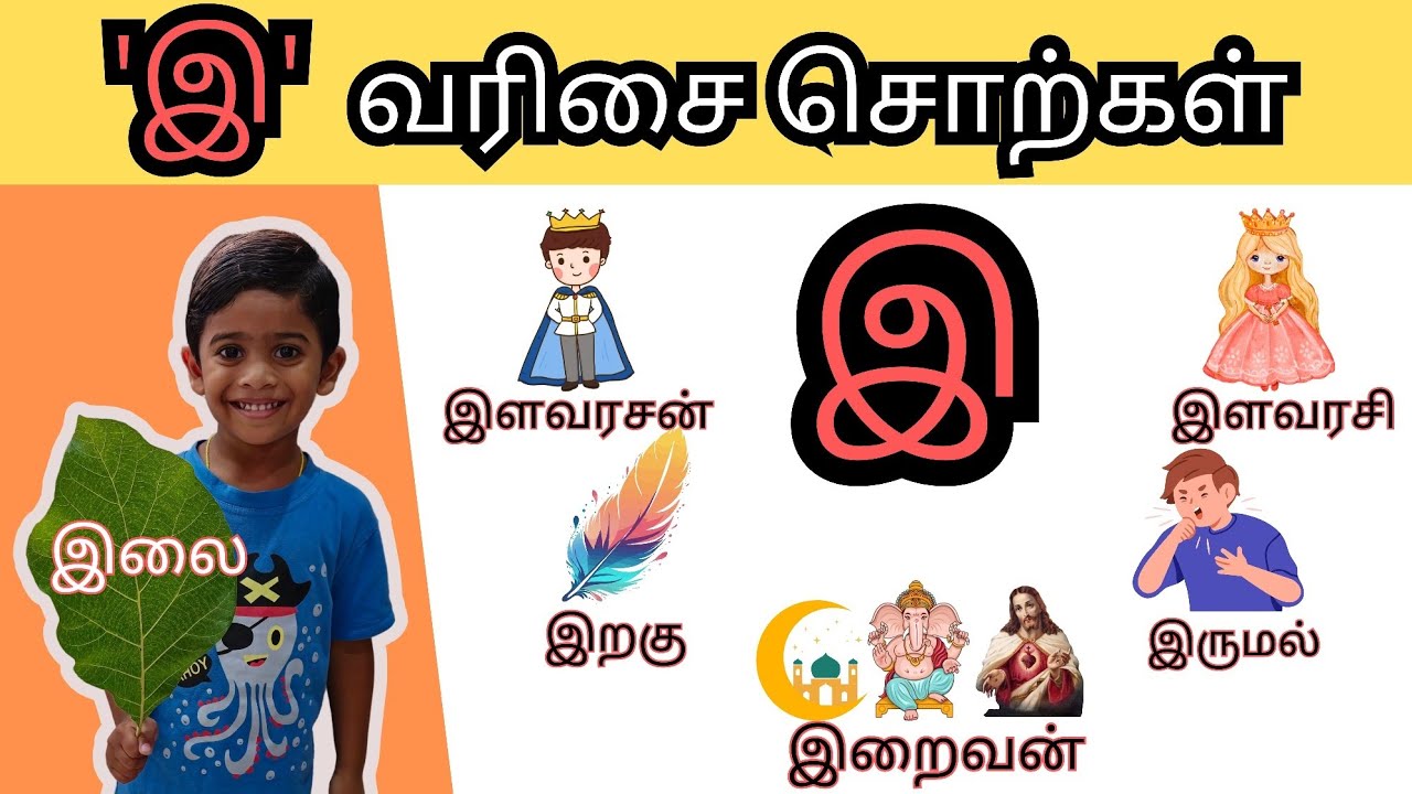 இ வரிசை சொற்கள் | E Letter Words in Tamil | குழந்தைகளுக்கான அடிப்படைத் ...
