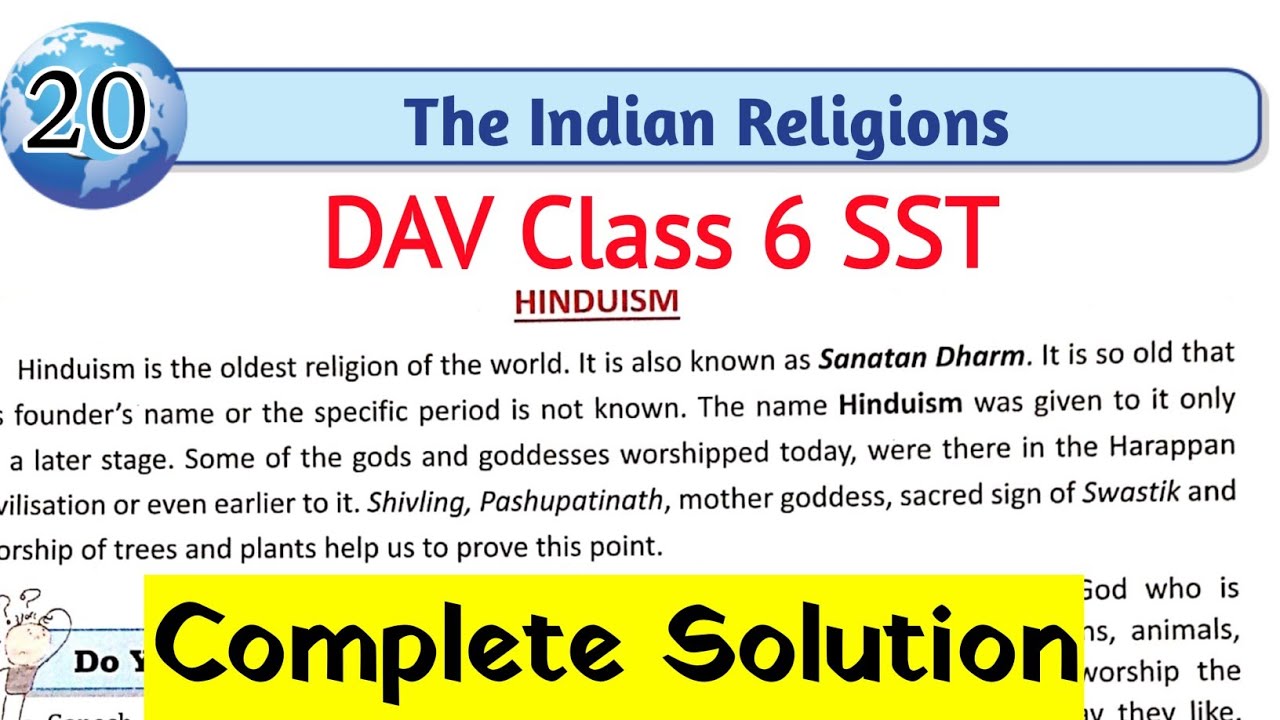 The Indian Religion Question Answer | DAV Class 6 SST Chapter 20 |