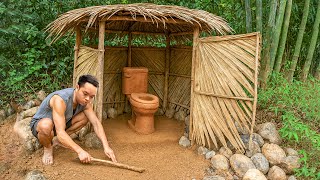 Man Builds a Toilet Using Only Bamboo & Palm Leaves in the Middle of the Jungle | Start to Finish