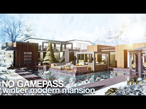 BLOXBURG | No Gamepass Winter Modern Mansion | 200k | Roblox | Housebuild