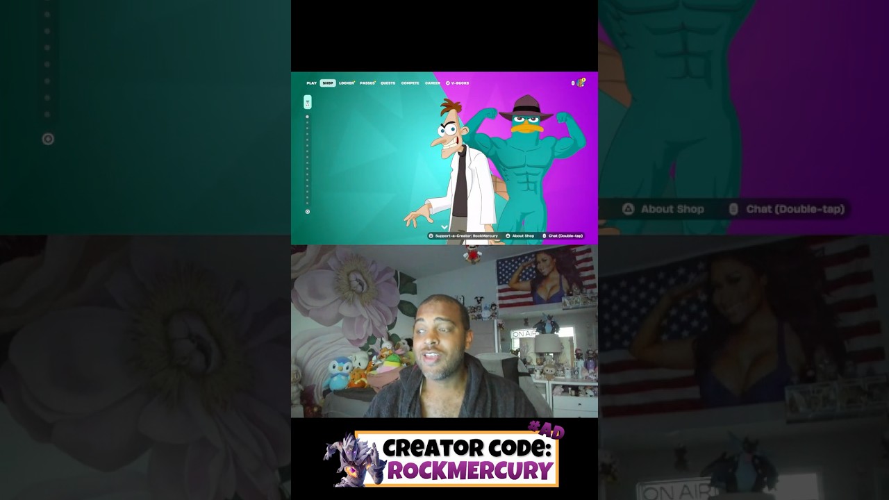 Phineas and Ferb in the Fortnite item shop ROCK MERCURY