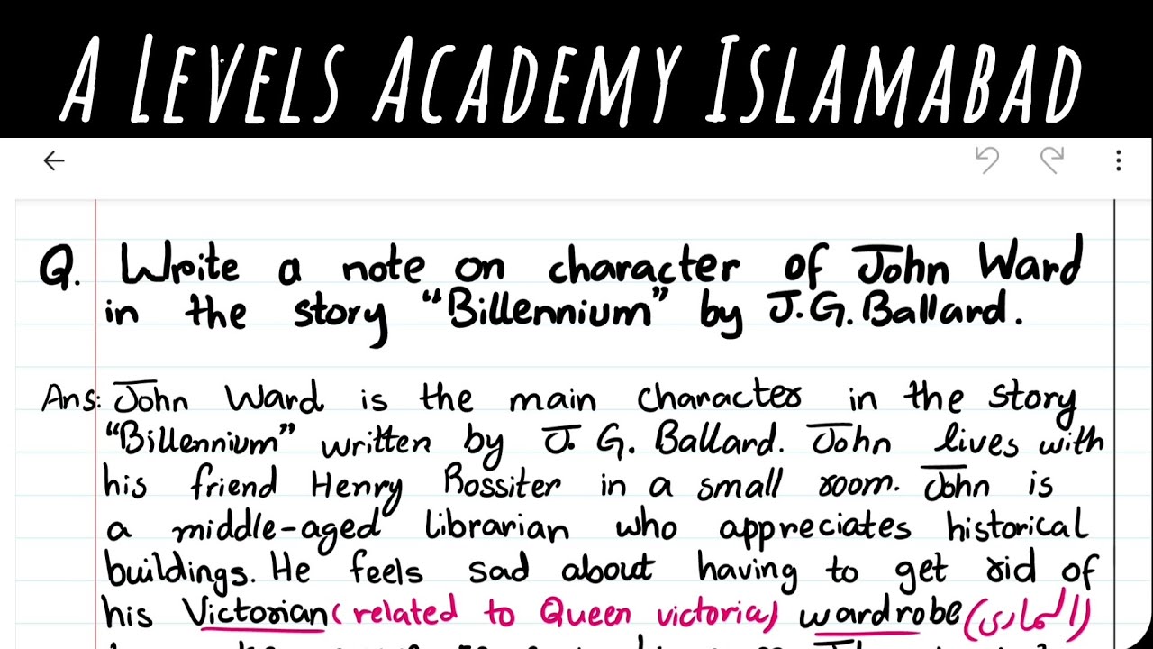 written answer on question of story Billennium by J. G Ballard, James Graham Ballard