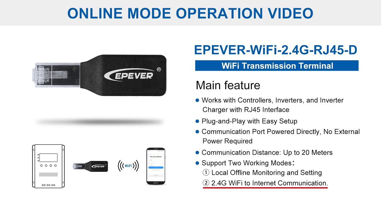 EPEVER WIFI 2.4G RJ45 D Internet Communication