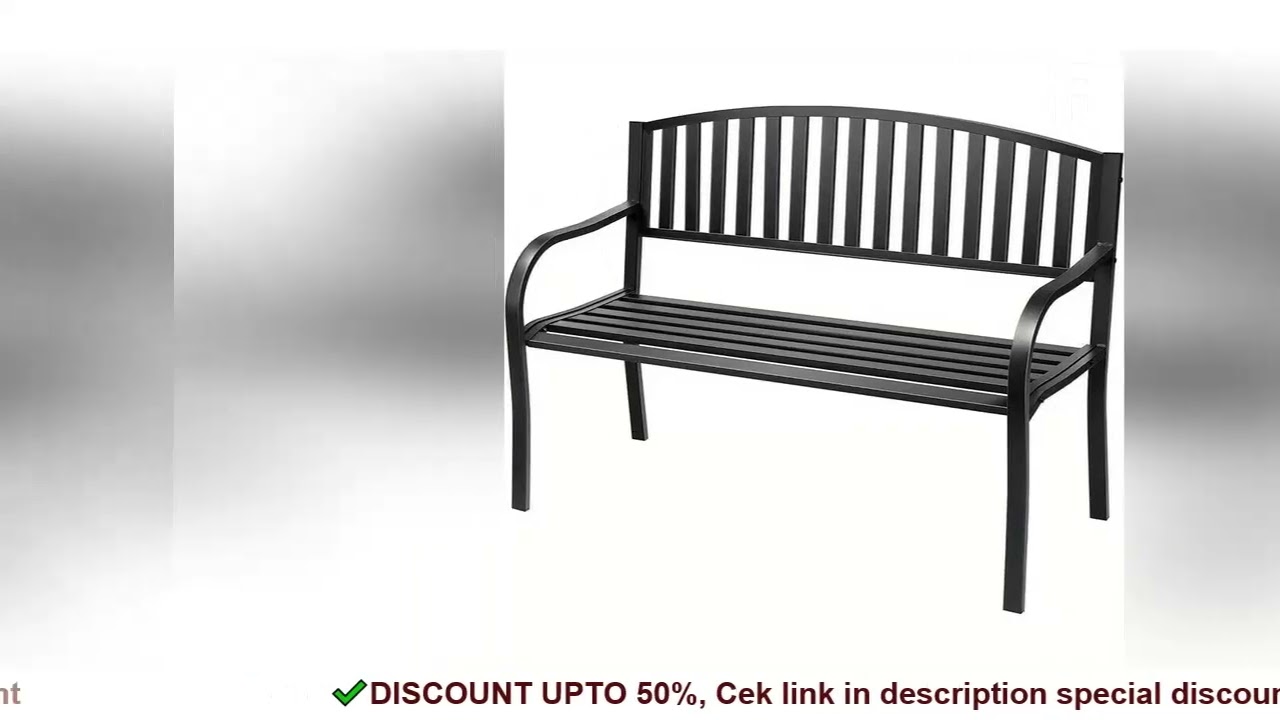 Garden Bench Metal Patio Bench Outdoor Porch Park Bench Cast Iron Metal Frame