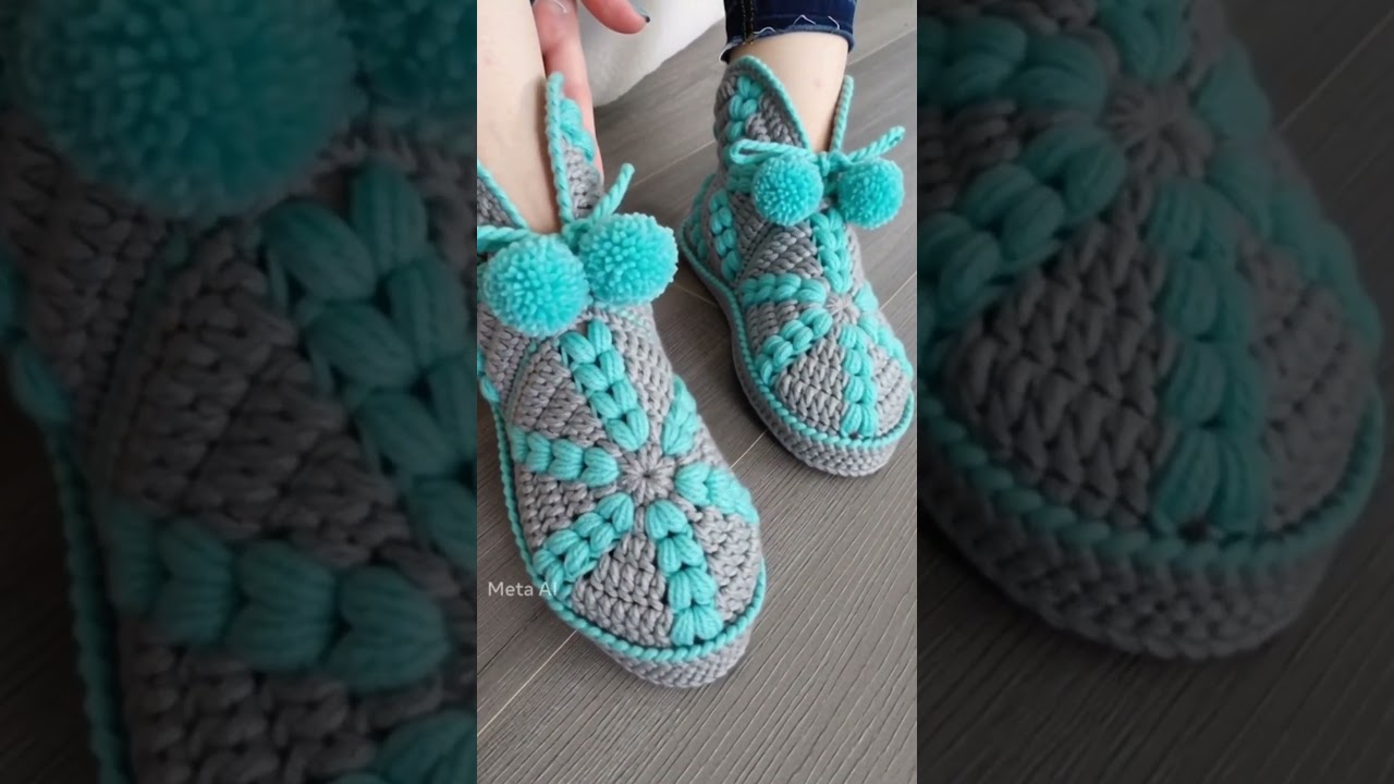 💜🤎“Beautiful Crochet Embroidered Full Socks Shoes Designs in Stylish Colours