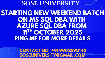Starting New Batch on MS Sql DBA with Azure Sql DBA from 11th October || Contact +91 9902590140