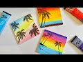 3 Palm Tree Paintings for beginners || 3 mini canvas paintings part 17 || aesthetic paintings