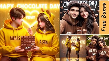 Create AI 3D Happy Chocolate Day Couples Name Images with Bing Image Creator | FREE Tutorial
