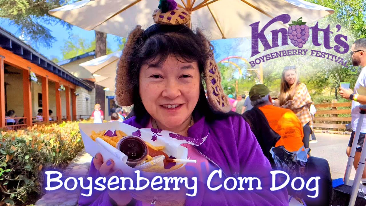 Boysenberry Corn Dog at StrictlyonaStick KnottsBerryFarm 2022